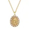 Acero de Titanio Forma de Huevo Perla Retrato Estilo Palacio Elegante Collar Completamente Incrustado de Diamantes para Mujer Cadena Versátil para Clavícula Cadena de Acero de Titanio
