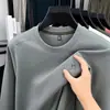 Sudadera de alta calidad para hombre con cuello redondo, nueva moda de otoño, camiseta versátil casual de algodón de manga larga, top básico para hombre
