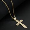 Tendência transfronteiriça Europa e Estados Unidos joias pingente zircônia micro-incrustada banhada a ouro personalizada colar em forma de cruz acessórios de moda em estoque