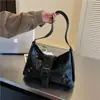 Bolso de Hombro Cruzado Retro Plisado Estilo Motociclista Retro Americano para Viajes Diarios Bolso de Axila de Moda Chic Dulce Fresco