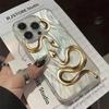 Funda para iPhone 17 Pro Max de Venta Caliente Transfronteriza de Gama Alta con Diseño de Serpiente Estampado en Oro Funda Mate Anticaídas para iPhone 15 Pm