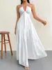Vestido de Verano Tk Transfronterizo para Mujer Corte A Escote en V Profundo Bajo Cortado Vestido Sexy de Tirantes Finos para Fiesta de Vacaciones
