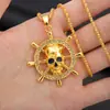 Collar Colgante de Calavera y Timón Hip-Hop Europeo y Americano Más Vendido Transfronterizo, Joyería de Collar de Moda Personalizada para Hombre Incrustada con Diamantes