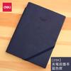 Cuaderno Deli 22215 para conferencias de negocios, 25K/A5, bloc de notas de cuero sintético suave, inserto para bolígrafo, correa oblicua