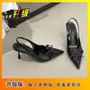 Zapatos de Tacón Alto con Pajarita para Mujer 2025 Primavera y Verano Nuevo Estilo Punta Fina Elegantes Fiesta de Noche Commute al Trabajo Tacones de Aguja Negros Bajos