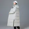 Chaqueta de plumas deportiva para hombre y mujer, estilo largo hasta la rodilla, engrosada para invierno, abrigo cálido, logo personalizable, corte holgado