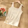 Colete Feminino com Bojo, Estilo Verão Fino, Material Lyocell, Design Longo para Meninas Adolescentes, Anti-Impacto, Camisola Respirável