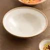 Tigela de Sopa Rústica com Padrão de Linhas Esmaltadas Feita na Fábrica, Tigela de Macarrão de Cerâmica, Tigela de Arroz Bonita e Atraente, Tigela Grande para Uso Pessoal