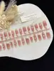 Colección30 piezas de uñas postizas tipo ojo de gato con pedrería de cristal tipo diamante, al por mayor, súper brillantes, lindas, favorecedoras, con moño, de alta gama