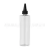 Botella Transparente con Tapa Puntiaguda 250ml, Botella Marrón con Boquilla Puntiaguda, Botella Exprimidora, Botella para Llenar de Agua Blanca 250ml, Botella de Loción con Tapa Puntiaguda
