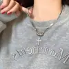 Collar con Colgante de Cruz de Diamantes Completos de Doble Capa para Hombres y Mujeres, Moderno, Genial, Lujo Ligero, Nicho, Gama Alta, Hip-Hop, Accesorio Versátil para Sudadera