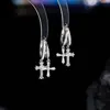 Aretes de Aro Cruzados Asimétricos de Doble Capa para Hombre, Modernos y Elegantes con Circonitas