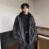 Chaqueta cálida de lana con diseño gris de moda, elegante abrigo con capucha estilo americano para hombre, otoño e invierno, grosor extra, aspecto de dos piezas