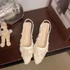 Sandalias de Tacón Alto con Punta 2026 Verano Nuevo Moda Elegante Malla Encaje Talla Grande Sexy Tacón Gatito Zapatos de Tacón Alto