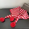 Xale Listrado Estilo Coreano para Mulheres, Adequado para Outono e Inverno, com um Toque de Luxo Leve e de Alta Qualidade, Feito à Mão com Bolas de Tricô, Colete de Tricô, Cachecol Quente