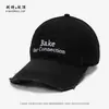 Gorra de Béisbol Azul Desgastada Estilo Retro Americano Nueva Llegada Primavera para Mujer Versátil Ampliada Profundizada Bordado de Letras Agujero Gorra de Pato