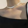 Collar de cadena italiana de hueso de serpiente tejido flash de plata esterlina 925, moderno, simple, de alta gama, de tres capas para clavícula, para hombres y mujeres