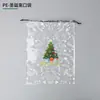 Bolsas de Presente de Ano Novo em Estoque, Bolsas de Presente de Tecido Não Tecido Laminado, Fechamento com Cordão Grande, Sacos Festivos para Embalagem de Lanches e Presentes