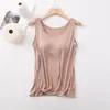 Camisola Pequena com Bojo para Mulheres, Alças Largas, Peça Versátil para Usar por Cima, Íntimos que Revelam a Clavícula, Sem Mangas de Verão