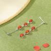 Yuebao Jewelry S925 Prata Esterlina Sul Vermelho Retro Estilo Nacional Ovo Superfície Brincos Borla Estilo Nacional Moda Nacional Brincos Simples de Prata