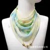 Nuevo Pañuelo Cuadrado de Gasa Versátil con Estampado y Hebilla Magnética Colgante Bufanda de Seda de Moda Protector de Cuello Bufanda para Cuello Bufanda Triangular para Mujer