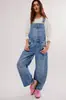 Estilo de Rua Europeu e Americano Novo Lavado Vintage Solto Outono e Inverno Perna Reta Macacão Jeans de Trabalho Feminino