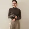 Suéter de punto de cachemir puro 100% para mujer, cuello alto medio, punto de ingote grueso, color liso, manga larga, nuevo para otoño e invierno