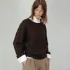 Venta de LiquidaciónCamiseta Gruesa de Lana Premium con Cuello Redondo y Mangas Largas para Mujer Otoño y Primavera Sudadera Sencilla para Vestir en Capas