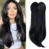 Peluca Europea y Americana Bloque de Reemplazo de Cabello para Mujer Color Degradado Flequillo en Forma de Ocho Productos de Fibra Química Cabello Largo Rizado Natural Transpirable para Mujer Aumento de Cabello