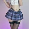 Saia Mini Xadrez 2026, Saia Curta Sexy com Fenda Estilo Japonês Soft Girl, Saia Plissada Estilo Escolar