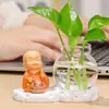Hui Le Pequeño Monje Rábano Verde Florero Hidropónico Contenedor de Flores de Vidrio Adorno de Decoración de Escritorio Creativo Templo Zona Escénica Regalo