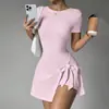 Popular Vestido Deportivo Falso de Dos Piezas Anti-Exposición Falda de Tenis Yoga Ropa de Fitness Mono para Mujer