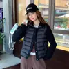 Jaqueta de algodão patchwork tricotada para mulheres, estilo curto, nova coleção de inverno 2026, casaco de algodão matelassê leve e quente para mulheres baixinhas
