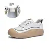 Zapatos Blancos de Piel Genuina para Mujer 2026 Primavera Nuevos Zapatos Versátiles para Mujer Lindos Zapatos para Dedo Gordo Tenis de Suela Gruesa Zapatos Casuales para Mujer