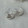 Brincos Camadas Duplas Anel C Design Estilo Coreano Camadas Leve Luxo Simples Versátil Tendência de Alta Qualidade para Mulheres