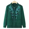 Elegante cárdigan de punto para mujeres de mediana edad y mayores, perfecto para otoño e invierno, un suéter de punto abierto de moda que se puede usar como capa exterior, una chaqueta de punto para madres