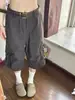 Calça Cropped Cinza Estilo Americano para Trabalho Feminina, Novo Estilo de Verão, Caimento Solto, Calça Casual Wide-Leg Emagrecedora, Calça Reta de Comprimento Médio para Baixinhas