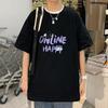 Verano Nueva Camiseta de Manga Corta para Niño de Estilo Trendy Hong Kongés Ins Versátil Suelta Delgada Estudiante Harajuku Camiseta Venta Caliente