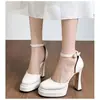Sapatos de casamento de salto alto Mary Jane 2026, sandálias plataforma Barbie de salto ultra-alto para mulheres baixinhas, sapatos que aumentam a altura para mulheres baixinhas
