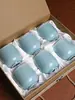 Taza de Cerámica Celadón de la Horno de Longquan Taza Pequeña de Té Juego de Té Kung Fu del Maestro Taza de Degustación de Seis Colores con Grietas de Hielo Caja de Regalo