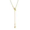 Design geométrico estilo coreano coração com borla torcida corrente de suéter ajustável nicho colar banhado a ouro 18K joia M045