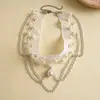 Colar multicamadas de renda europeia e americana com borla de pérolas, corrente para clavícula personalizada de nicho transfronteiriço, joias femininas de alta qualidade