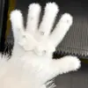 Luvas de Pelúcia Quentes Tricotadas de Cinco Dedos com Gatinho de Strass para Mulheres no Inverno, Versáteis à Prova de Frio e Vento para Ciclismo, Aconchegantes