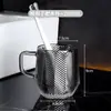 Copo de Vidro Criativo com Alça para Uso Doméstico, Copo de Beber com Aparência Sofisticada, Copo de Café de Vidro de Alto Padrão para Uso Comercial, Copo para Bebidas e Sucos