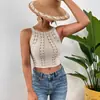 Nuevo Top de Tirantes Finos sin Espalda Calado de Punto para Mujer Amazon Aliexpress Comercio Exterior Transfronterizo