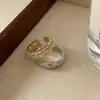 Nuevo Anillo Exquisito de Zirconia para Mujer, Lujo Accesible, Diseño de Nicho de Gama Alta, Anillo Abierto, Anillo para Dedo Índice, Accesorios de Joyería