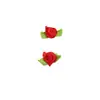 Rosas de Cinta de Satén Coloridas con Hojas Verdes, Flores Pequeñas Hechas a Mano, Accesorios y Materiales DIY para Ropa