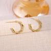 Aretes de Bambú Curvos de Zirconio Electrochapados en Oro Real Aretes de Lujo Ligero Retro Geométricos de Alta Gama Aretes Simples de Nuevo Estilo Chino