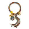 Cuerda de Mano Tibetana Thangka Cuerda de Algodón Enrollada a Mano Pulsera Trenzada Ojo del Dios de la Riqueza de Cinco Vías Zakiram Tara Verde Perla Thangka
