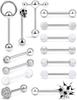 Conjunto de 14 peças de piercing de língua de aço inoxidável Amazon Hot Straight Rod Mixed 4 cores opcionais Anel de língua Piercing Joias para venda rápida